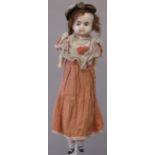 Wax over composition shoulder-head doll,
