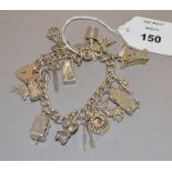 White metal, silver charm bracelet, with