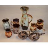 Nine pieces of Ewenny glazed stoneware i