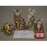 Four Royal Crown Derby paperweights: 'Ma