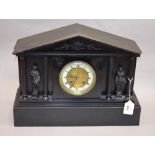 Clocks: Victorian black slate mantle clo