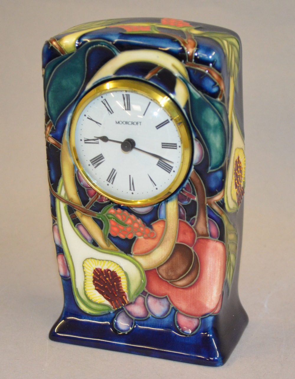 Moorcroft small mantle clock, 'Queen's C