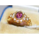 18ct ruby and diamond cluster ring, appr
