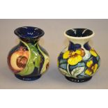 Two small Moorcroft bulbous vases, 2000