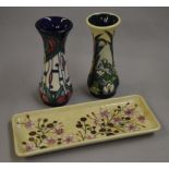 Three small Moorcroft items: rectangular