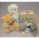 3 Steiff Plush cats together with a Stei