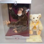 A Steiff monkey, boxed together with a S