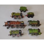 O Gauge. Hornby 2 x 0-4-0 electric locomotives, some damage & missing parts, together with 3 x c/w