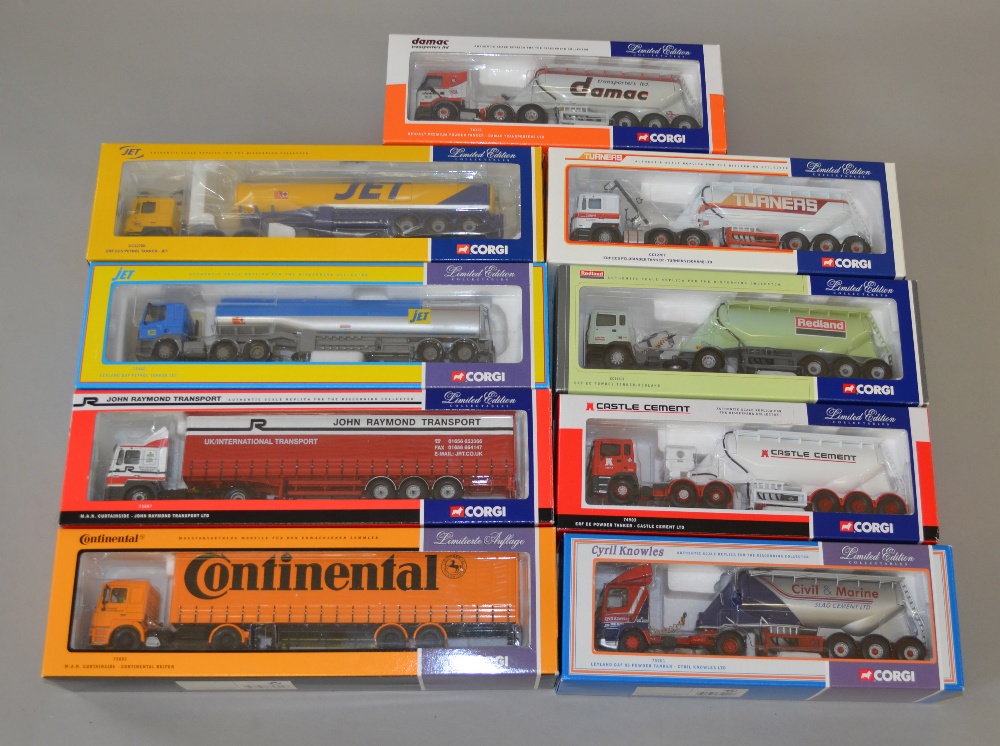 9 Corgi 1:50 Limited Edition Collectable lorry models, VGB.