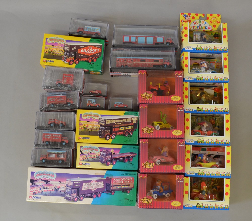 Quantity of assorted Circus and TV related models including Corgi, Lledo and Oxford examples.