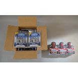 6 boxes of Star Wars miniature carded figures together with a large box of Star Wars TCG tins (7