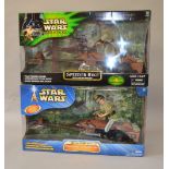 Two Hasbro Star Wars toys: Saga Princess Leia on Speeder Bike Endor Forest Chase;
