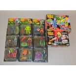 Nine Kenner Swamp Thing carded figures,