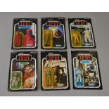 6 Vintage Kenner Star Wars Return Of The Jedi carded figures: Emporer's Royal Guard,