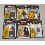 5 Vintage Star Wars Return Of The Jedi carded figures including Palitoy and Kenner examples,