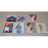 Seven Star Wars signed pictures: C-3PO (Anthony Daniels); Princess Leia Organa(Carrie Fisher);