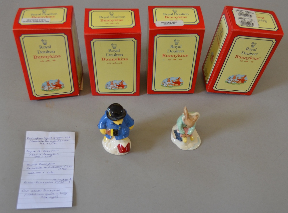 5 Royal Doulton Bunnykins figures, 4 boxed 1 unboxed,