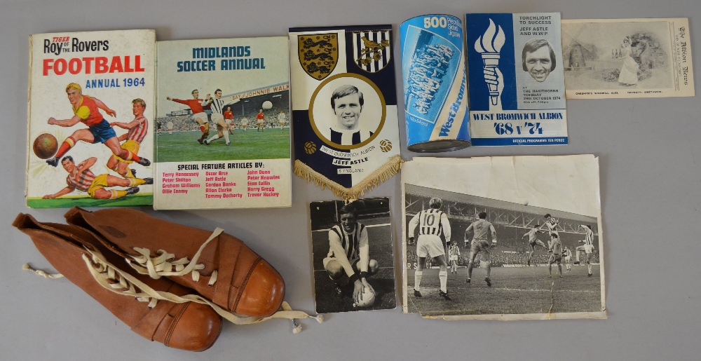 Quantity of vintage West Bromich albion football memorabilia including signed Jeff Astle photgraph,