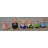 Set of 6 Wade Natwest Pigs including Cousin Westley (With original stopper) (3 with wrong stoppers)