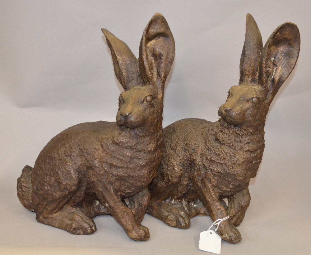 Good lot of bronze/bronzed figures and animals including bronze hares, - Image 8 of 8