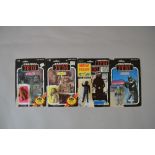 4 Vintage loose Star Wars figures together with cardbacks
