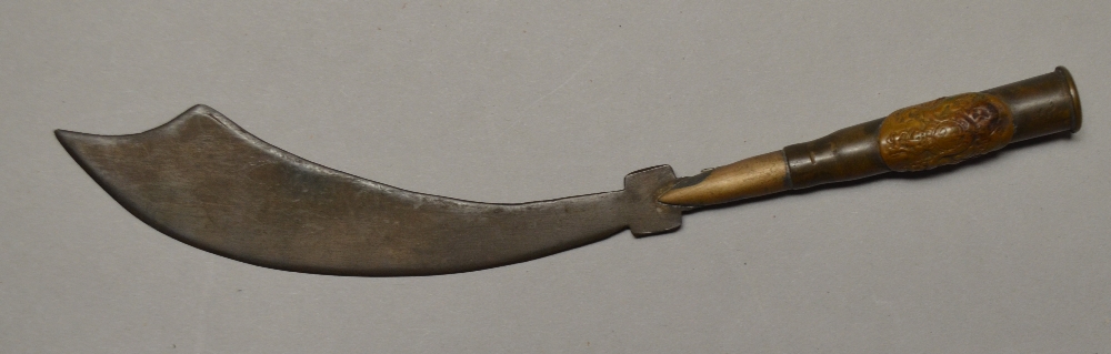 Trent Art letter opener. Styled from a bullet with possible regimental emblem.