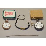 Hallmarked silver pocket watch dated Birmingham 1893 together with a Dennison gold plated pocket