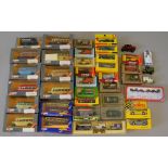 Box of mixed diecast, including cars, vans, 1:50 scale OB coaches etc.