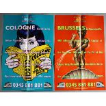 2 Eurostar Secret Cities travel posters including Cologne with Pop Art inspired by Roy Lichenstein