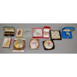 Collection of costume jewellery together with some ladies compacts including Stratton