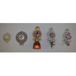 5 vintage RAC badges including Elkington & Co; Auto-Cycle Union and Scottish Automobile Club.