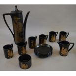 A Phoenix Portmerrion coffee set (coffee pot AF) together with an oriental style teaset marked "TF"