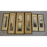 6 Early 20th century framed Japanese silk prints