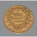 5 Franc 1858 Napoleon III coin.