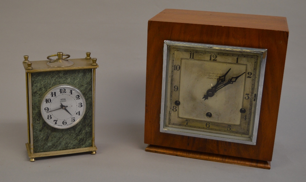 The Goldsmiths & Silversmiths Co. Ltd. Art Deco style mantle clock, with key and pendulum.