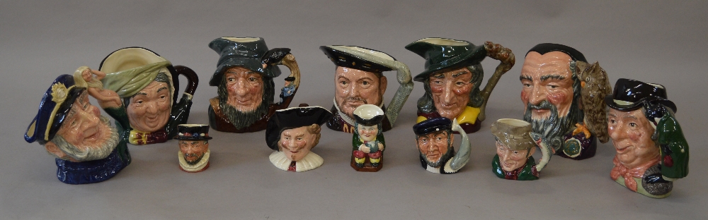 10 Royal Doulton character jugs together with a Slyvac and one other handpainted example (12)