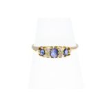 An 18ct H/M Sapphire and Diamond 7 stone ring, B'ham 1895,