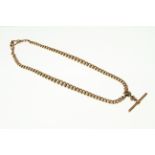 A 9ct H/M rose gold graduated double albert chain, approx 9ct 43.