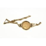 POLICE > 9ct H/M half sovereign bracelet (A/F), approx total weight 15.