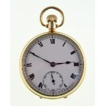 A 9ct H/M open-face pocket watch with top-wind 15 jewel movement,