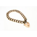 9ct H/M rose gold hollow curb padlock bracelet, approx weight 14.2g.