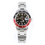 A ROLEX Oyster Perpetual GMT-Master II circa 1986 with red/black (coke) bezel and oyster