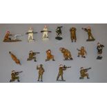 Quantity of assorted toy soldiers, metal, mostly Johillco. Conditions vary.