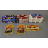 Six diecast models: Franklin Mint Richard Petty Race Car; two Tough Wheels Cannonball Run models;