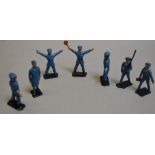 Crescent Dan Dare, seven figures in blue uniform.