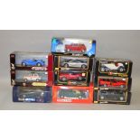 10 x 1:18 scale diecast model cars by Bburago, Maisto, Revell and others, includes BMWs.