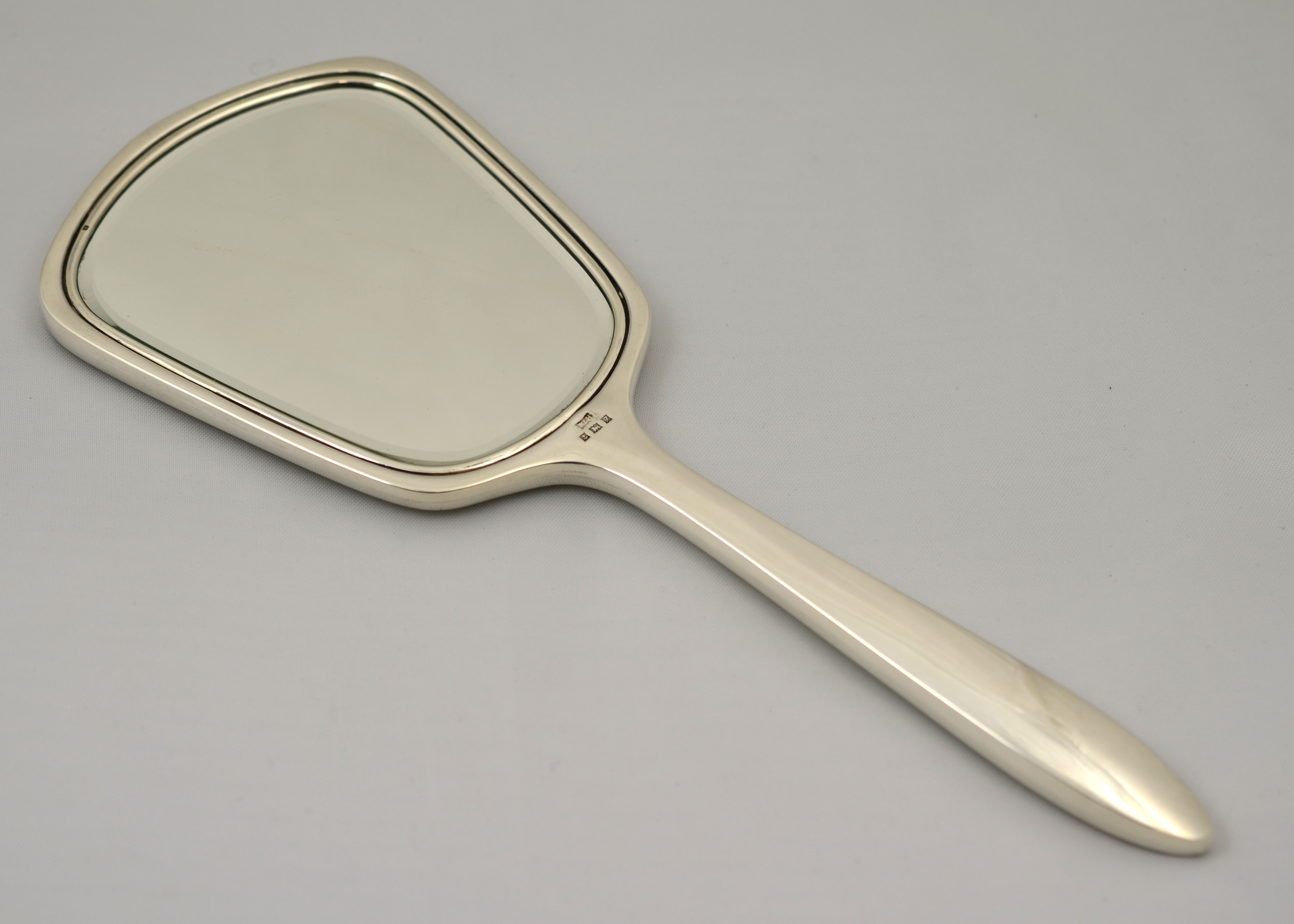 A Silver & enamelled hand mirror with floral decoration, - Image 2 of 2