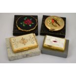 Two musical powder compacts & two others by Stralton,