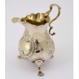 A George III silver cream jug H/M London 1767 (handle A/F) approx 72g