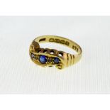 An 18ct H/M Sapphire & Diamond twist set ring, Birmingham 1918, approx 3.